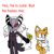 Size: 1193x1200 | Tagged: safe, artist:kuu, infinite the jackal, miles "tails" prower, fox, jackal, crack shipping, dialogue, duo, flower, frown, gay, holding something, infinite's mask, looking offscreen, phantom ruby, shipping, simple background, standing, tailfinite, white background, wrapped in tails