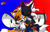 Size: 400x258 | Tagged: semi-grimdark, artist:maylovesakidah, gadget the wolf, infinite the jackal, miles "tails" prower, sonic the hedgehog, fox, hedgehog, jackal, wolf, sonic forces, alternate universe, crying, glasses, gloves, group, hand on head, heterochromia, infinite tails, standing