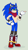 Size: 752x1340 | Tagged: safe, artist:monstrouslupus, sonic the hedgehog, hedgehog, bandana, boots, bracelet, gloves, goggles, green background, hand on hip, long socks, pointing, raised eyebrow, redesign, simple background, smile, socks, solo, standing