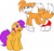 Size: 1024x961 | Tagged: safe, artist:sparkle-the-cat-13, miles "tails" prower, fox, angry, cartoon logic, child, crossover, duo, floppy ears, flying, gloves, looking at viewer, mouth open, pegasus, pony, scootaloo, shoes, simple background, socks, standing, tongue out, white background
