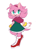 Size: 1200x1600 | Tagged: safe, artist:syrcaii, amy rose, hedgehog, au:resonance, boots, dress, fingerless gloves, hair over one eye, headband, looking at viewer, mouth open, one fang, poncho, simple background, solo, standing on one leg, white background