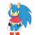 Size: 1920x1906 | Tagged: safe, artist:syrcaii, sonic the hedgehog, hedgehog, au:resonance, blushing, boots, clenched fists, exclamation mark, frown, gloves, looking at viewer, nonbinary, poncho, simple background, socks, solo, standing, white background