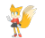 Size: 1024x880 | Tagged: safe, artist:djschool, miles "tails" prower, fox, female, lineless, looking offscreen, no outlines, simple background, skirt, smile, solo, standing, trans female, trans girl tails, transgender, transparent background, v sign
