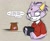 Size: 983x813 | Tagged: safe, artist:tfsential, blaze the cat, cat, coffee, cup, one fang, post transformation, red polo, shaking, solo, thought bubble, transformation