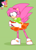 Size: 5000x7000 | Tagged: safe, artist:upbeatundead, amy rose, hedgehog, sonic mania adventures, amy's classic dress, blushing, classic amy, flag, gloves, green background, headband, lesbian pride, looking at something, pride, redraw, reference inset, shoes, simple background, smile, solo, standing