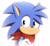 Size: 900x830 | Tagged: safe, artist:blacky-doll, oc, oc:monty the hedgehog, hedgehog, bandana, blue fur, frown, gloves, green eyes, hair over one eye, looking offscreen, male, simple background, solo, white background