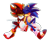 Size: 1600x1334 | Tagged: dead source, safe, artist:survivalstep, shadow the hedgehog, sonic the hedgehog, hedgehog, blushing, duo, eyes closed, gay, gloves, holding hands, leg up, lineless, no outlines, shadow x sonic, shipping, shoes, simple background, smile, socks, transparent background