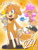 Size: 1200x1600 | Tagged: safe, artist:frankwolf14, ozzy the dog, sonic the hedgehog, dog, sonic the hedgehog (2020), abstract background, arm fluff, boots, bubbles, chest fluff, clenched fist, cute, donut, duo, gloves, laughing, mobianified, mouth hold, mouth open, ozzybetes, police outfit, standing, tongue out, wink