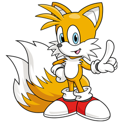 Size: 680x678 | Tagged: artist needed, source needed, safe, miles "tails" prower, fox, gloves, hand on hip, looking at viewer, modern style, mouth open, pointing, shoes, simple background, smile, socks, solo, standing, transparent background