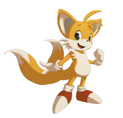 Size: 1271x1220 | Tagged: safe, artist:theelsian, miles "tails" prower, fox, gloves, lineless, looking at viewer, mouth open, no outlines, shoes, simple background, socks, solo, standing, transparent background