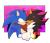 Size: 1505x1308 | Tagged: safe, artist:azulytoons, shadow the hedgehog, sonic the hedgehog, hedgehog, abstract background, bandana, blushing, chest fluff, clenched teeth, cute, duo, eyes closed, gay, gradient background, holding hands, looking at them, nuzzle, one eye closed, semi-transparent background, shadabetes, shadow x sonic, shipping, signature, smile, sonabetes, sonic boom (tv)