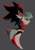 Size: 2380x3399 | Tagged: safe, artist:tadonaro, shadow the hedgehog, hedgehog, frown, grey background, lidded eyes, looking at viewer, outfit swap, signature, simple background, solo
