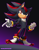 Size: 880x1137 | Tagged: safe, artist:scarletopalite, shadow the hedgehog, hedgehog, clenched fist, frown, gloves, gradient background, looking at viewer, pointing, shoes, solo, standing