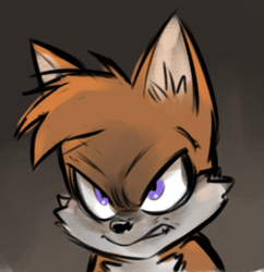 Size: 375x387 | Tagged: safe, artist:andrew dickman, miles "tails" prower, fox, angry, looking offscreen, solo