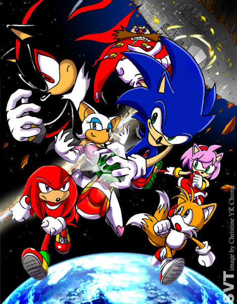 sonic the hedgehog, shadow the hedgehog, tails, knuckles the echidna, and silver  the hedgehog (sonic and 1 more) drawn by aioles