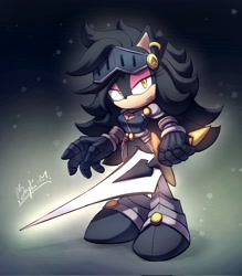 Size: 1792x2048 | Tagged: safe, artist:bladefive9, oc, oc:blade the knight, knight armor, looking at viewer, solo, sword, unknown species