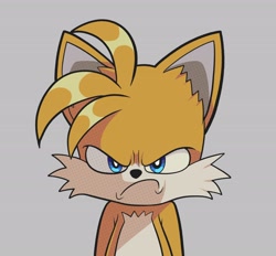Size: 2916x2711 | Tagged: safe, artist:pinksodaeve, miles "tails" prower, fox, angry, grey background, looking at viewer, simple background, solo
