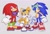 Size: 2048x1400 | Tagged: safe, artist:mossan315, knuckles the echidna, miles "tails" prower, sonic the hedgehog, echidna, fox, hedgehog, blushing, clenched fists, goggles, goggles around neck, goggles on head, grey background, grin, looking at viewer, mouth open, simple background, smile, sonic riders, standing, team sonic, trio