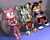 Size: 2200x1750 | Tagged: safe, artist:wigmania, amy rose, clove the pronghorn, nicole the hololynx, deer, hedgehog, lynx, roller coaster
