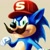 Size: 1024x1024 | Tagged: safe, ai art, artist:dall•e 2, sonic the hedgehog, hedgehog, beige background, mario, simple background