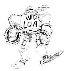 Size: 3606x3818 | Tagged: safe, artist:the hydroxian, e-123 omega, black and white, dialogue, featured image, hat, monochrome, pointing, robot, shirt, simple background, solo, standing, text, white background