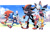 Size: 1200x777 | Tagged: safe, artist:gareki, amy rose, knuckles the echidna, miles "tails" prower, rouge the bat, shadow the hedgehog, sonic the hedgehog, bat, echidna, fox, hedgehog, aged down, amybetes, blushing, child, clenched teeth, cute, dated, daytime, eyes closed, flying, grass, group, holding hands, knucklebetes, lidded eyes, looking at each other, looking at them, mouth open, outdoors, rock, rougabetes, running, shadabetes, signature, smile, sonabetes, tailabetes