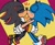 Size: 1024x834 | Tagged: safe, artist:mykell cube, shadow the hedgehog, sonic the hedgehog, hedgehog, abstract background, duo, eyes closed, gay, hugging, kiss, shadow x sonic, shipping