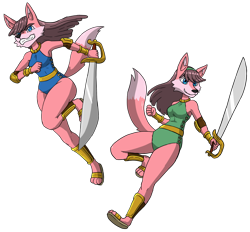 Size: 1280x1190 | Tagged: safe, artist:karlwarrior47, leeta the wolf, lyco the wolf, wolf, duo, simple background, sword, transparent background
