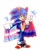 Size: 576x698 | Tagged: safe, artist:draw_ju, sonic the hedgehog, hedgehog, sonic the hedgehog (2020), bisexual pride, cape, child, clenched teeth, gloves, headcanon, holding something, looking at viewer, male, pride, shoes, simple background, smile, socks, solo, standing, trans boy sonic, trans male, trans pride, transgender, v sign, white background