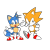 Size: 1000x1000 | Tagged: safe, artist:sarkenthehedgehog, miles "tails" prower, sonic the hedgehog, fox, hedgehog, classic sonic, classic sonic (universe), classic tails, color swap, duo, gloves, hands on hips, looking at viewer, male, mouth open, shoe swap, shoes, simple background, smile, socks, standing, standing on one leg, transparent background