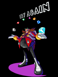 Size: 606x804 | Tagged: safe, artist:that artisan, robotnik, human, black background, chaos emeralds, game over, grin, pixel art, simple background, solo, try again