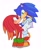 Size: 1249x1525 | Tagged: safe, artist:mossan315, knuckles the echidna, sonic the hedgehog, echidna, hedgehog, carrying them, frown, gay, holding hands, knuxonic, looking at each other, looking at them, shipping, simple background, smile, standing, white background