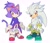 Size: 2048x1750 | Tagged: safe, artist:mossan315, blaze the cat, silver the hedgehog, cat, hedgehog, blaze's tailcoat, duo, frown, full body, looking at viewer, simple background, smile, standing, white background