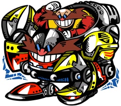 Size: 1200x1054 | Tagged: safe, artist:bridgeoffaust, robotnik, human, classic style, eggmobile, grinning, mecha, simple background, solo, white background