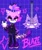 Size: 1015x1200 | Tagged: safe, artist:spookycatfish, blaze the cat, cat, 90s style, abstract background, alternate outfit, guitar, punk, solo, spike, spiked bracelet