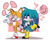 Size: 1897x1553 | Tagged: safe, artist:iultraluminaryi, kit the fennec, miles "tails" prower, fox, abstract background, backpack, blushing, boots, bracelet, chest fluff, dialogue, duo, fennec, gay, gloves, heart, holding hands, kitails, male, shipping, shoes, signature, speech bubble, walking