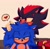 Size: 1200x1187 | Tagged: safe, artist:youhalfwit, shadow the hedgehog, sonic the hedgehog, hedgehog, blep, blushing, fluffy, gay, grooming, heart, shadow x sonic, shipping, simple background, yellow background