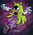 Size: 1909x2048 | Tagged: safe, artist:vantark1, surge the tenrec, tenrec, abstract background, alternate hairstyle, alternate outfit, belt, bracelet, chain, earring, electricity, eyelashes, female, gloves, gradient background, looking at viewer, open mouth, pants, pierced tongue, posing, ring, sharp teeth, shoes, signature, solo, stockings, tongue out
