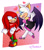 Size: 1280x1463 | Tagged: safe, artist:amumi, knuckles the echidna, rouge the bat, bat, echidna, abstract background, duo, female, gradient background, knuxouge, male, shipping, straight