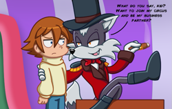 Size: 599x378 | Tagged: safe, artist:the-gitz, chris thorndyke, t.w. barker, dog, human, cigar, duo, male, males only, one fang, smoking, sonic boom (tv), sonic x