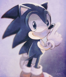Size: 740x856 | Tagged: safe, artist:missneens, sonic the hedgehog, hedgehog, abstract background, cute, limited palette, male, solo, sonabetes