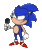 Size: 1024x1224 | Tagged: safe, artist:rougethegreat, sonic the hedgehog, hedgehog, adventures of sonic the hedgehog, animated, classic sonic, clenched teeth, friday night funkin, gloves, holding something, looking offscreen, male, microphone, mod, shoes, simple background, smile, socks, solo, standing, transparent background