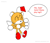 Size: 653x565 | Tagged: safe, artist:girgrunny, tails doll, fox, sonic r, cute, dialogue, eyes closed, genderless, headlight, implied super sonic, mid-air, ms paint, no mouth, simple background, solo, speech bubble, waving, white background