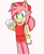 Size: 480x588 | Tagged: safe, artist:blueberry-97, amy rose, hedgehog, clenched fists, gender swap, gloves, hand behind back, hat, looking at viewer, male, pink background, ponytail, shorts, simple background, smile, solo, standing