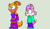 Size: 1596x922 | Tagged: safe, artist:thecarebeargirl, melody prower, skye prower, hybrid, alternate hairstyle, alternate outfit, blue eyes, boots, child, duo, earring, female, gloves, green background, male, mobius: 25 years later, ms paint, orange fur, pants, ponytail, redesign, siblings, simple background, skirt, smile, sweater, tank top