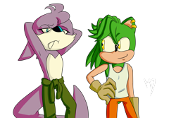 Size: 3000x2000 | Tagged: safe, artist:beebomi, manik the hedgehog, nack the weasel, hedgehog, weasel, sonic underground, duo, male, simple background, transparent background