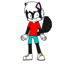 Size: 950x841 | Tagged: safe, artist:professorventurer, oc, oc:tyler the skunk, skunk, base used, green eyes, looking at viewer, male, oc only, simple background, solo, standing, white background
