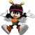 Size: 1280x1288 | Tagged: safe, artist:danielvieirabr2020, charmy bee, bee, arms out, child, deviantart watermark, faux 3d, flapping wings, fluffy, flying, gloves, goggles, jacket, looking at viewer, male, mid-air, mouth open, movie style, shoes, simple background, solo, transparent background, watermark