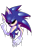 Size: 2000x3000 | Tagged: semi-grimdark, artist:flamiedewynter, sonic the hedgehog, oc, oc:sonic.exe, hedgehog, alignment swap, black sclera, clenched teeth, creepypasta, evil grin, gloves, looking back, male, melting, pointing, red eyes, redraw, signature, simple background, solo, transparent background