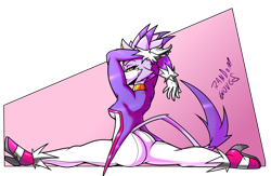 Size: 2000x1300 | Tagged: suggestive, artist:randomgloves, blaze the cat, cat, blaze's tailcoat, from behind, gradient background, looking back, the splits